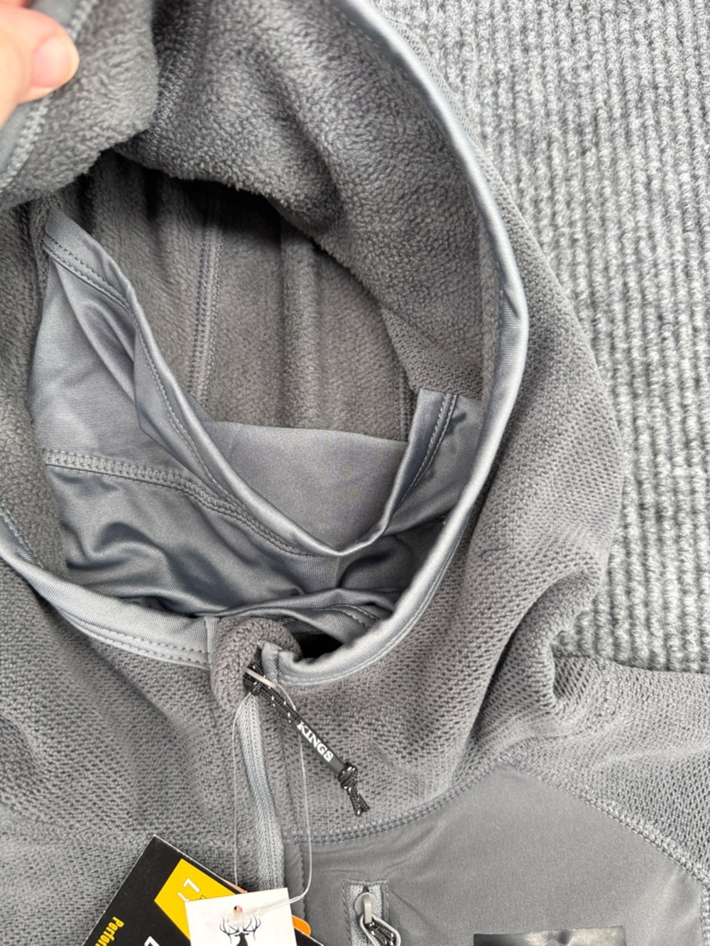 Men's Lightweight Hooded Fleece Pullover Jacket - Gray - Picture 3 of 5